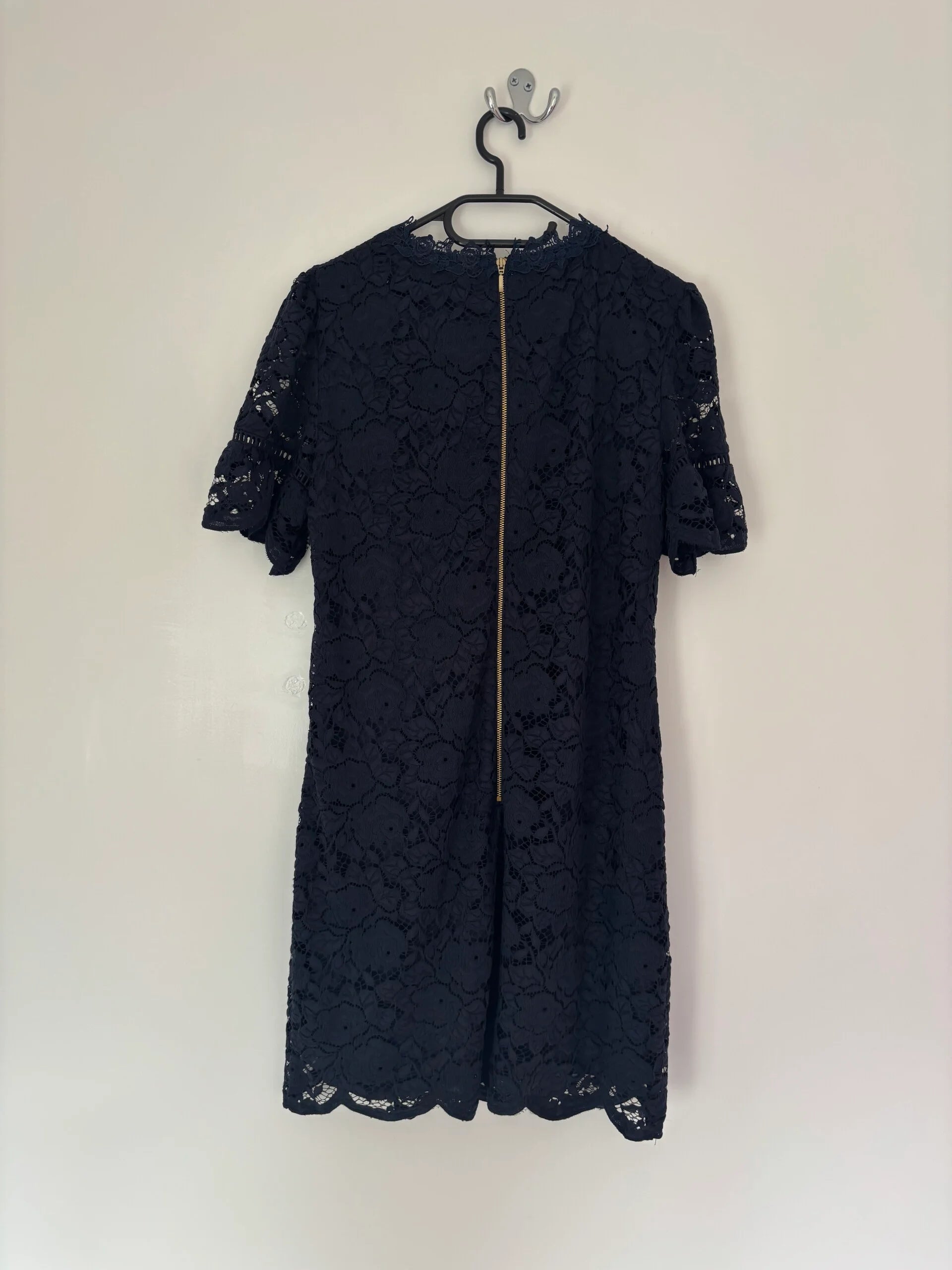 Oasis Short Sleeve Navy Lace Dress Lined Size 10