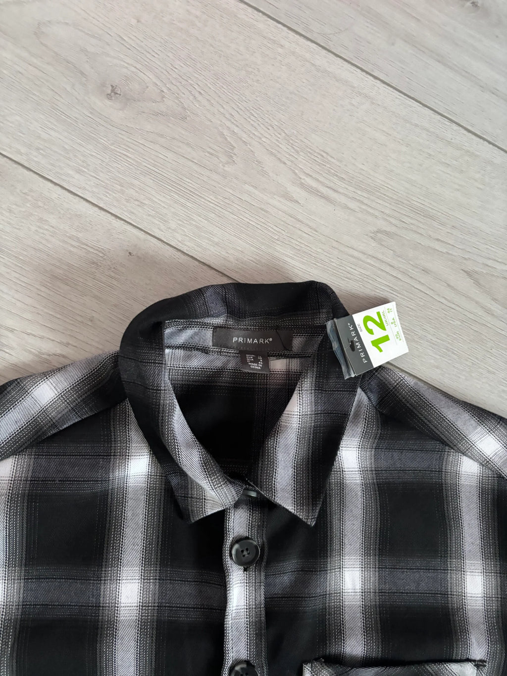 Primark Black Check Relaxed Fit Oversized Shirt Shacket Size 12