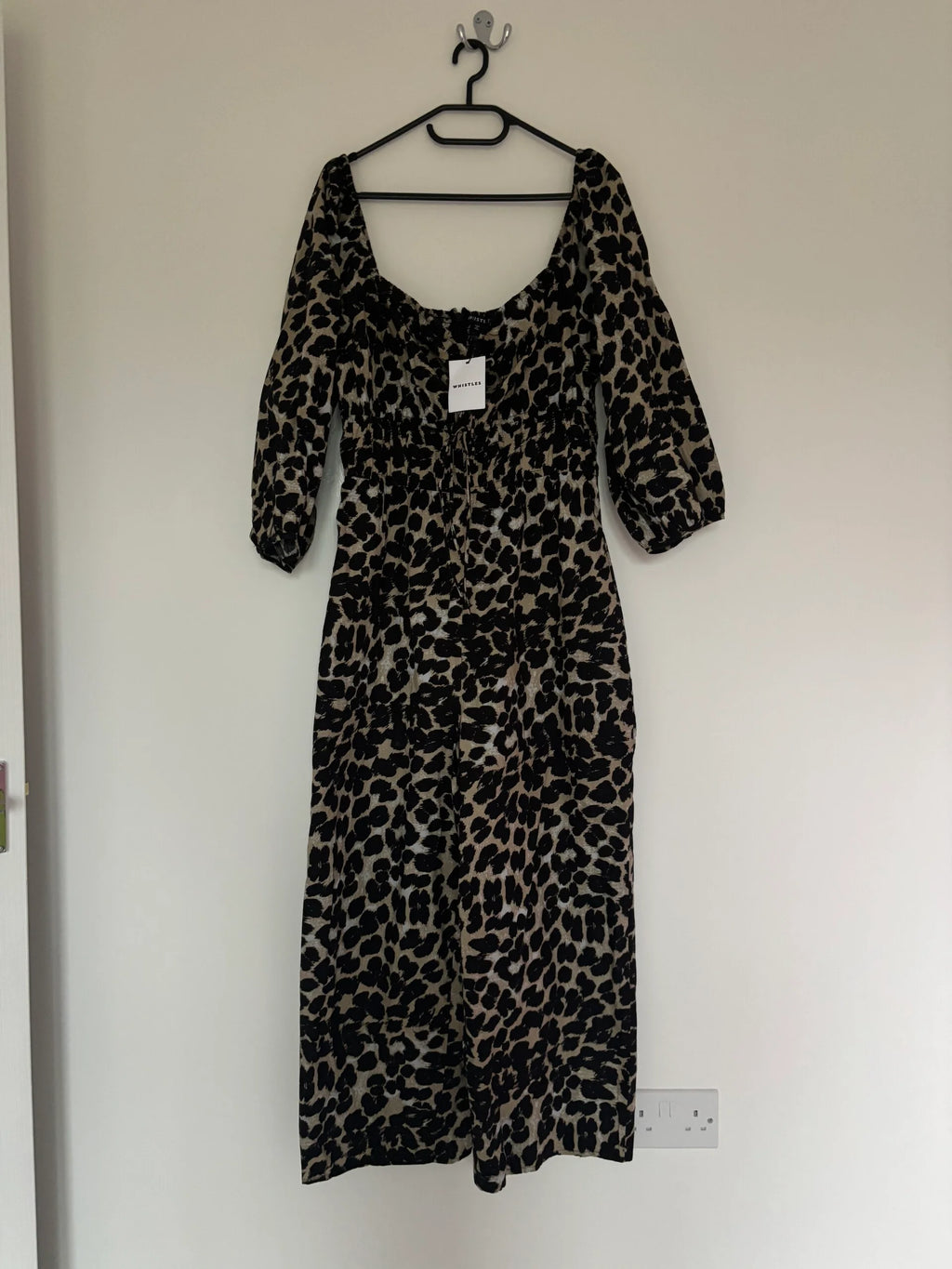 Whistles 3/4 Sleeve Leopard Spot Wide Ankle Leg Jumpsuit Size 12