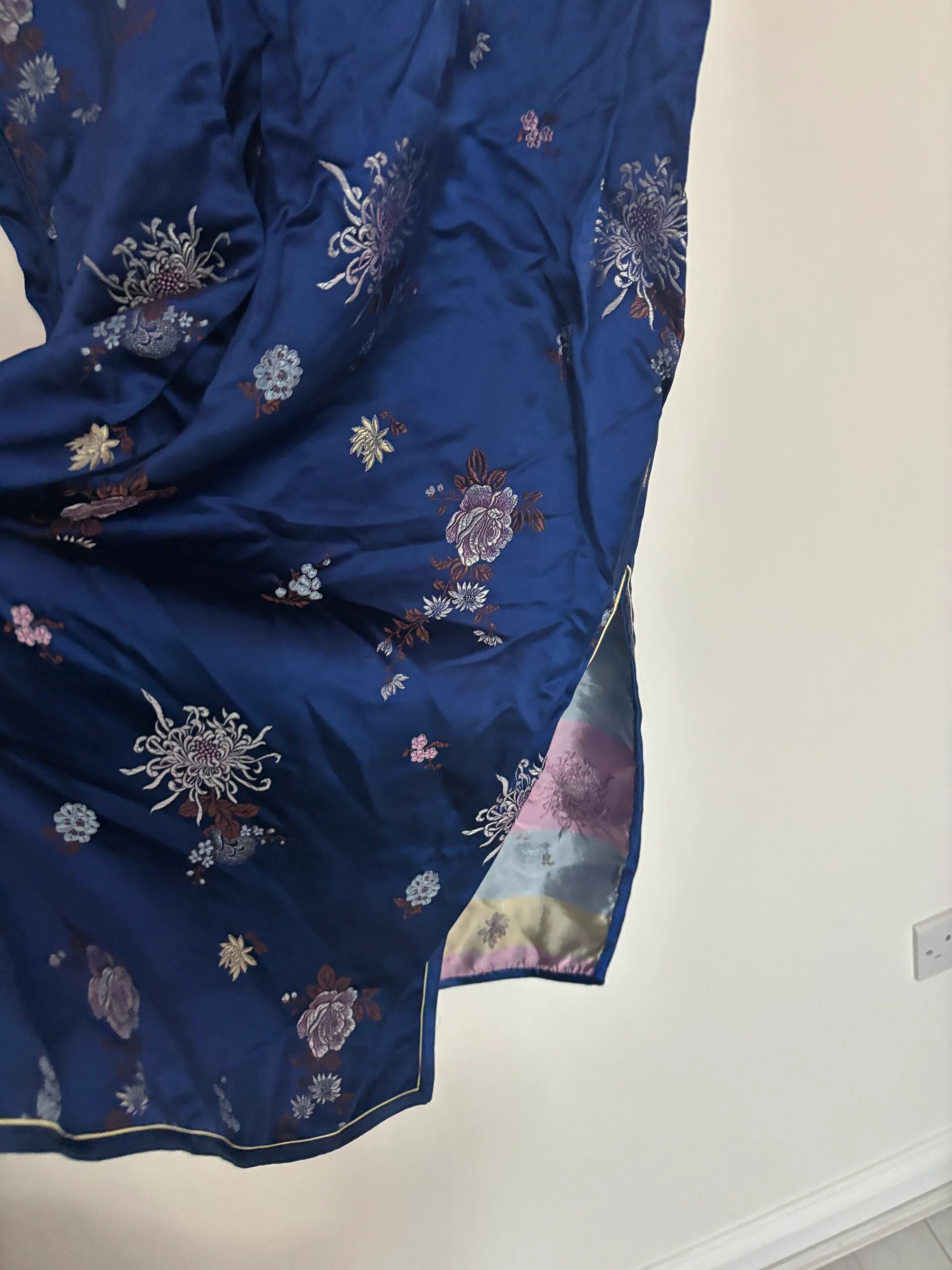 Longevity Vintage Short Sleeve Silky Traditional Chinese Dress Size UK 10