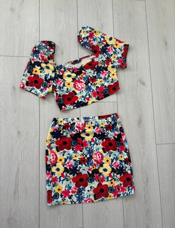 Shein Summer Floral Co Ord Set Outfit Size S