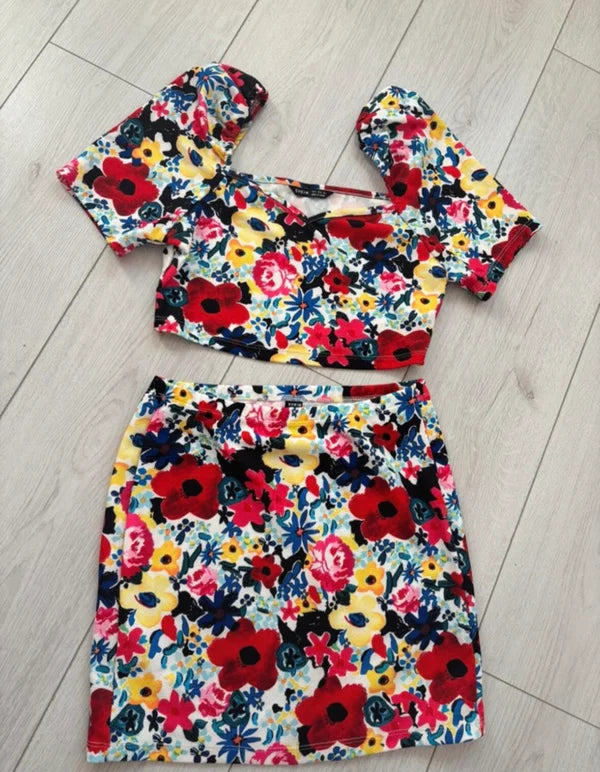 Shein Summer Floral Co Ord Set Outfit Size S